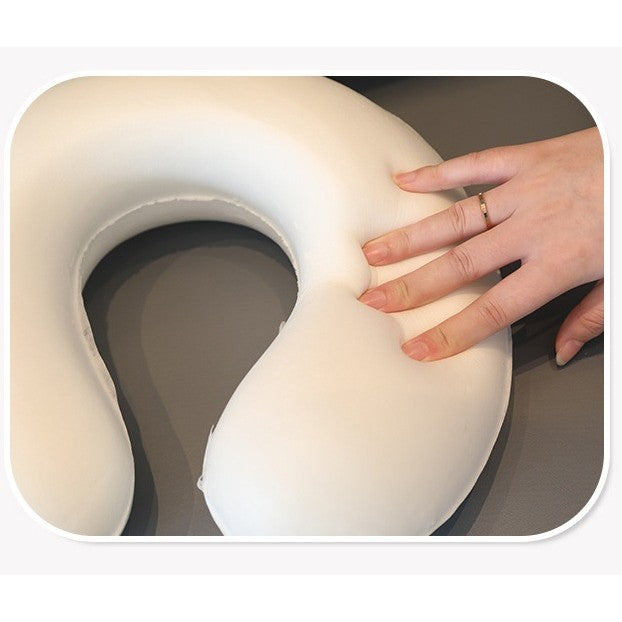 Perna de Calatorie in Forma de U, Flippy, Pentru Gat si Cap, Umplutura din Spuma cu Memorie, 30x30 cm, Model Elefant, Accesoriu de Voiaj, Birou, Masina, Sistem Prindere Capse, Albastru-5