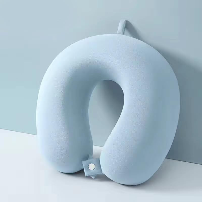 Perna de Calatorie in Forma de U, Flippy, Pentru Gat si Cap, Umplutura din Spuma cu Memorie, 30x30 cm, Sistem Prindere Capse, Cutie de Depozitare, Bleu-4