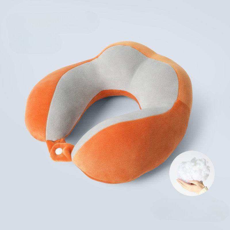 Perna de Voiaj Flippy, Pentru Gat, din Bumbac, 4 Cocoase Pentru Confort, Accesoriu de Voiaj, Birou, Masina, Sistem Prindere Capse, Portocaliu-2