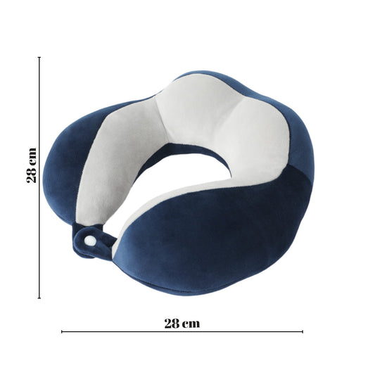 Perna de Voiaj Flippy, Pentru Gat, din Bumbac, 4 Cocoase Pentru Confort, Accesoriu de Voiaj, Birou, Masina, Sistem Prindere Capse, Albastru-1