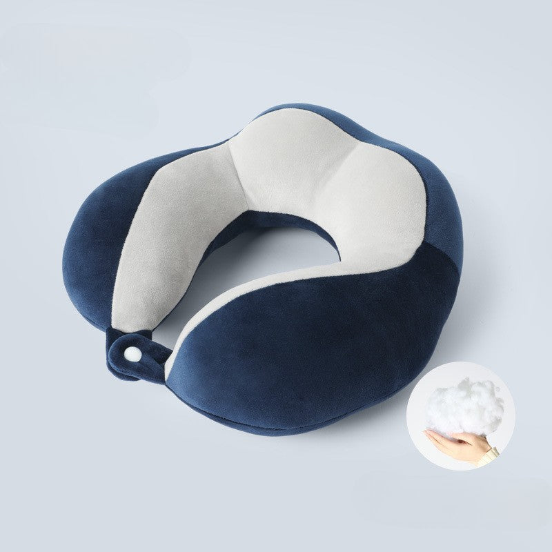 Perna de Voiaj Flippy, Pentru Gat, din Bumbac, 4 Cocoase Pentru Confort, Accesoriu de Voiaj, Birou, Masina, Sistem Prindere Capse, Albastru-2