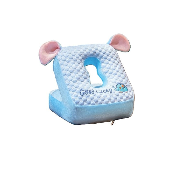 Perna din Spuma, Flippy, pentru Birou, Calatorii, Pauze, Model Elefant, Microfibra, 30x35x30 cm, Albastru-0