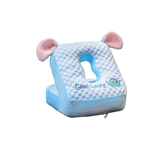 Perna din Spuma, Flippy, pentru Birou, Calatorii, Pauze, Model Elefant, Microfibra, 30x35x30 cm, Albastru-0