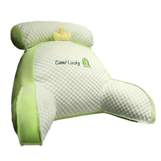 Perna Multifunctionala, Flippy, Spatar pentru Pat, Protectie Lombara, Marime Medie, 60 x 40 cm, din Plus, Model Dinozaur, Verde-0