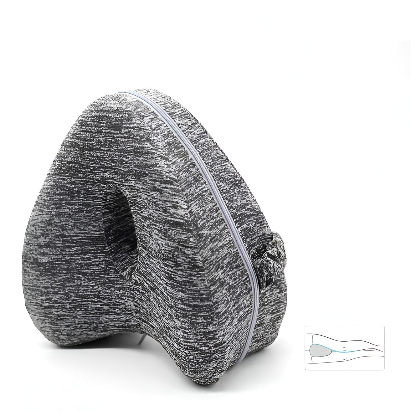 Perna Ortopedica pentru Picioare, Flippy, Multifunctionala, Confortabilă, in Forma de Inima, Spuma cu Memorie, Curea Anti-cadere, 25x23x13 cm, Gri-1