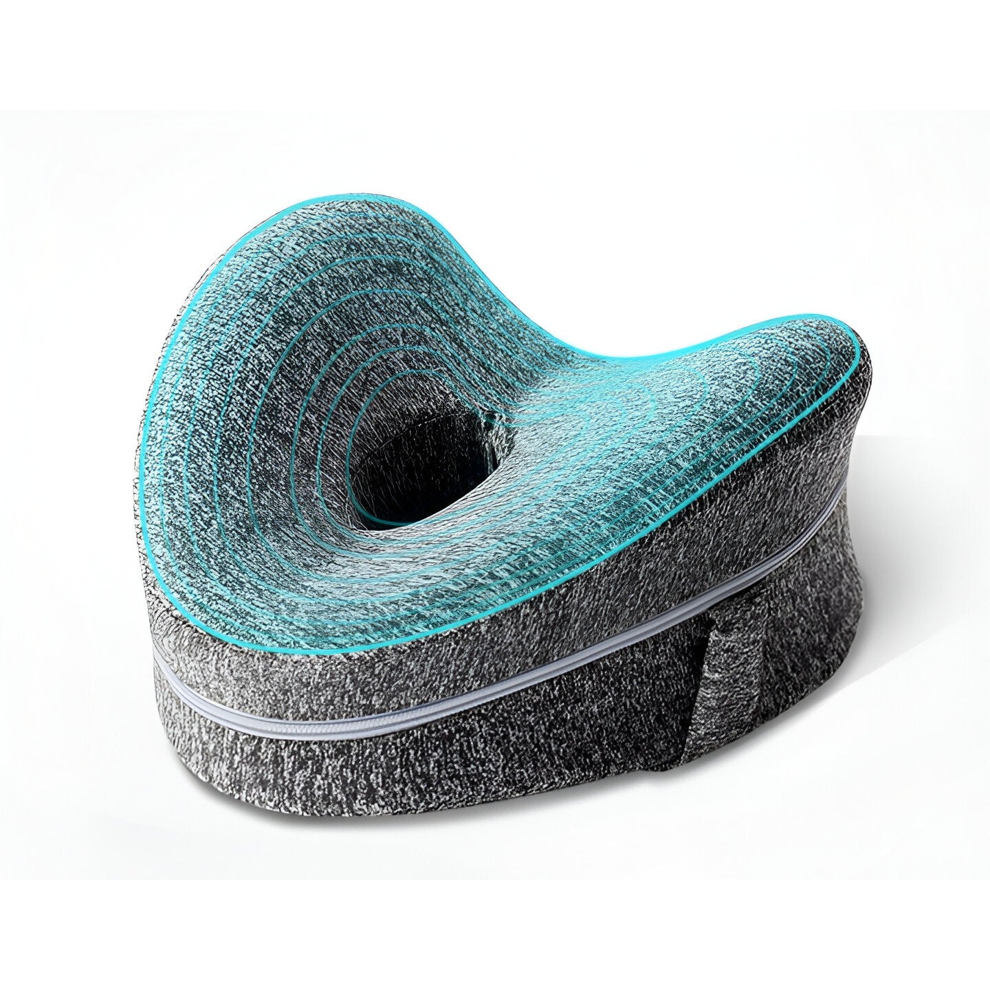 Perna Ortopedica pentru Picioare, Flippy, Multifunctionala, Confortabilă, in Forma de Inima, Spuma cu Memorie, Curea Anti-cadere, 25x23x13 cm, Gri-2