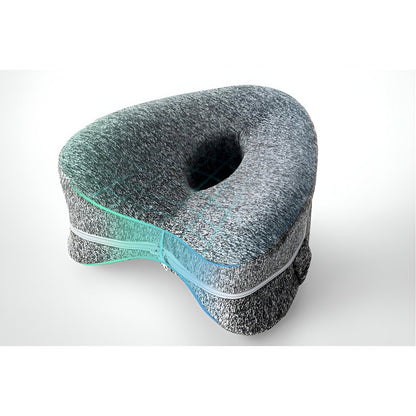 Perna Ortopedica pentru Picioare, Flippy, Multifunctionala, Confortabilă, in Forma de Inima, Spuma cu Memorie, Curea Anti-cadere, 25x23x13 cm, Gri-3