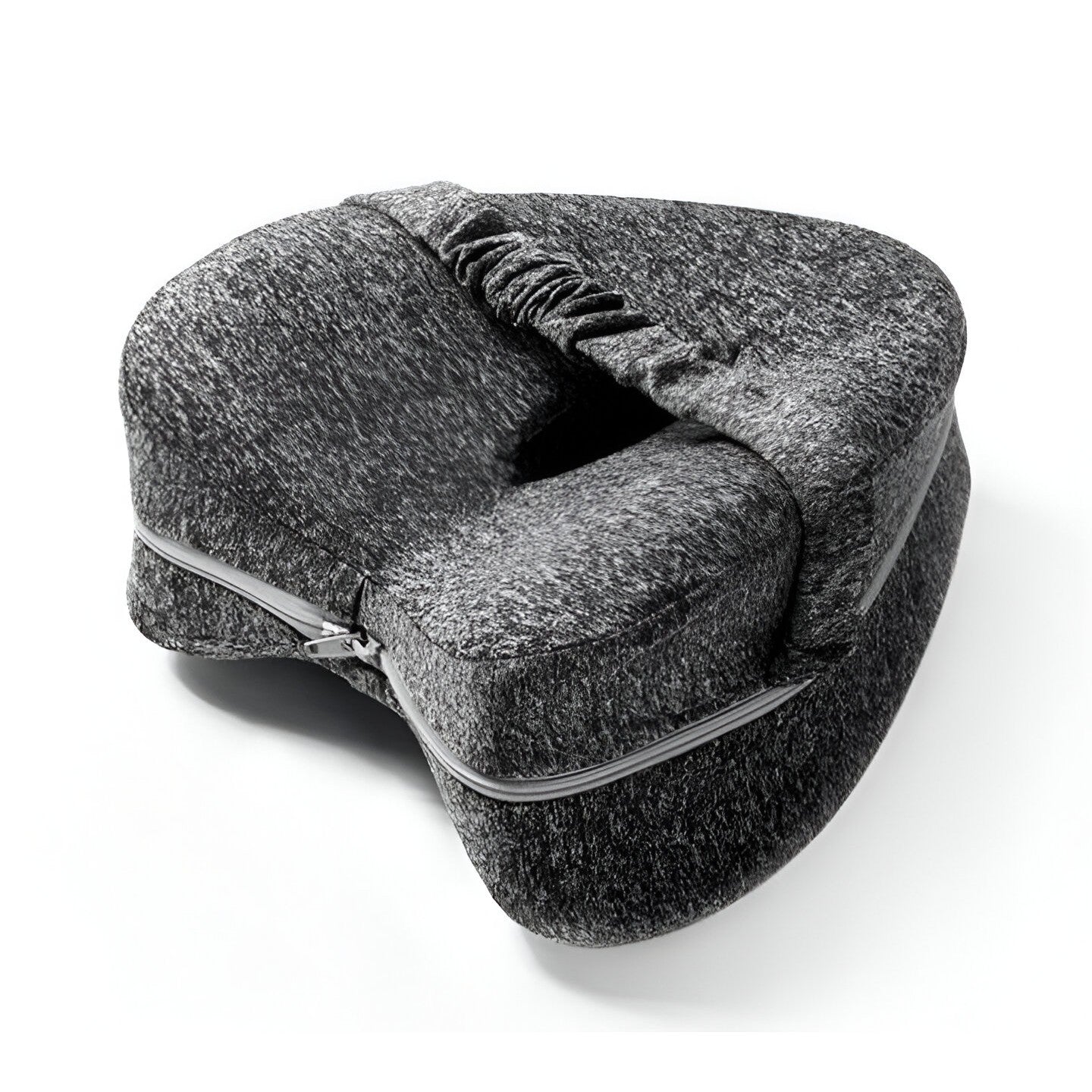 Perna Ortopedica pentru Picioare, Flippy, Multifunctionala, Confortabilă, in Forma de Inima, Spuma cu Memorie, Curea Anti-cadere, 25x23x13 cm, Gri-7
