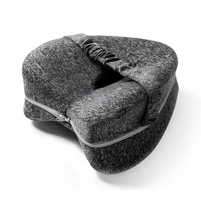 Perna Ortopedica pentru Picioare, Flippy, Multifunctionala, Confortabilă, in Forma de Inima, Spuma cu Memorie, Curea Anti-cadere, 25x23x13 cm, Gri-7