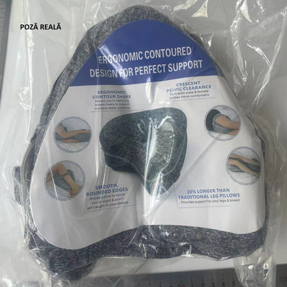 Perna Ortopedica pentru Picioare, Flippy, Multifunctionala, Confortabilă, in Forma de Inima, Spuma cu Memorie, Curea Anti-cadere, 25x23x13 cm, Gri-12