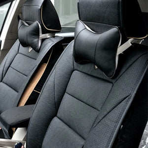 Set 2 perne pentru tetiere auto, marca AMIO, pentru sustinere gat din piele ecologica, culoare NEGRU-0