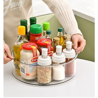 Suport Rotativ pentru Condimente, Flippy, Multifunctional, Rotund, 360 de Grade, pentru Bucatarie, Plastic, 30.5x30.5x10 cm, Transparent-4