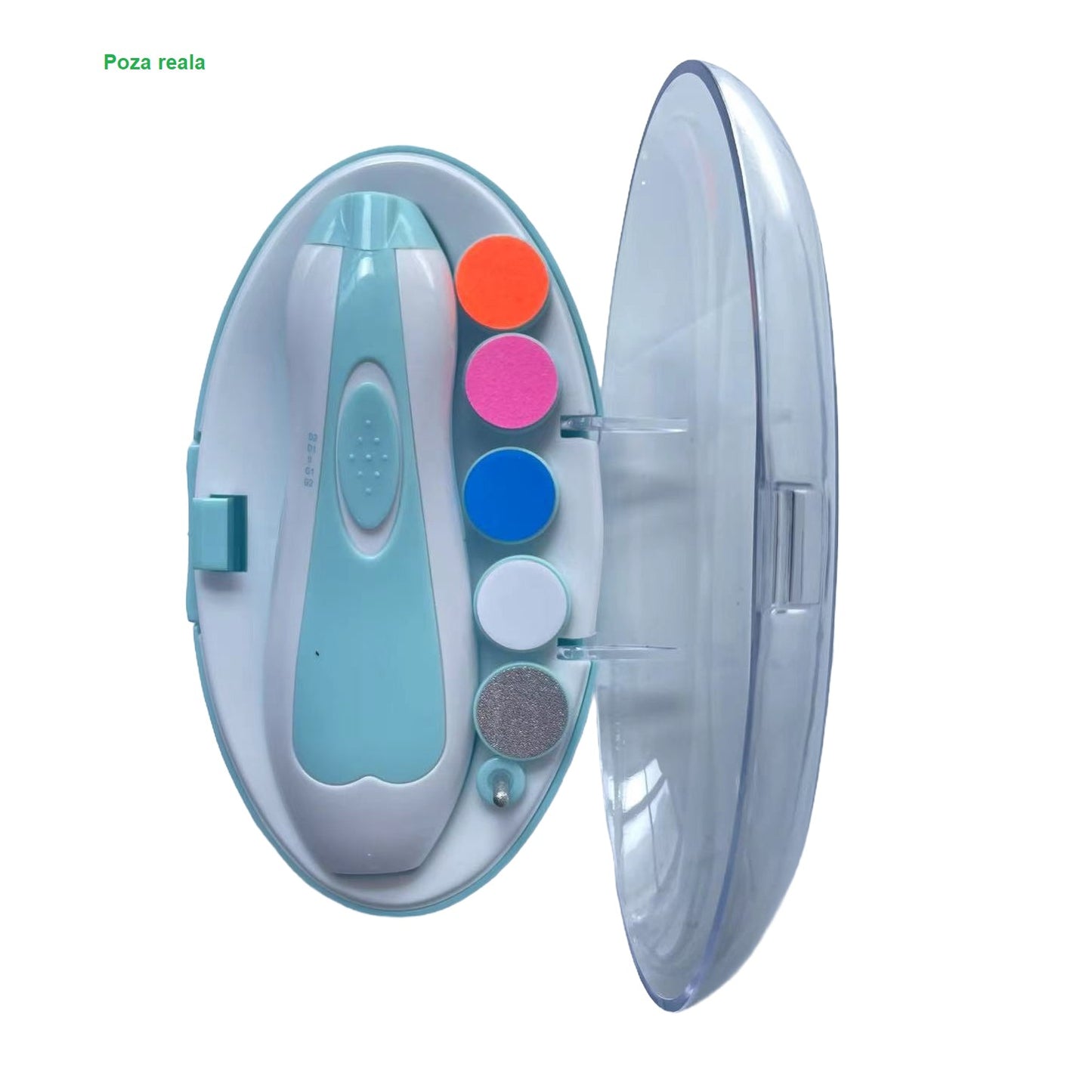 Pila Electrica Unghii pentru Bebelusi, Flippy, 6 Piese, 15 x 4.5 x 3 cm, Silentios, Albastru-1