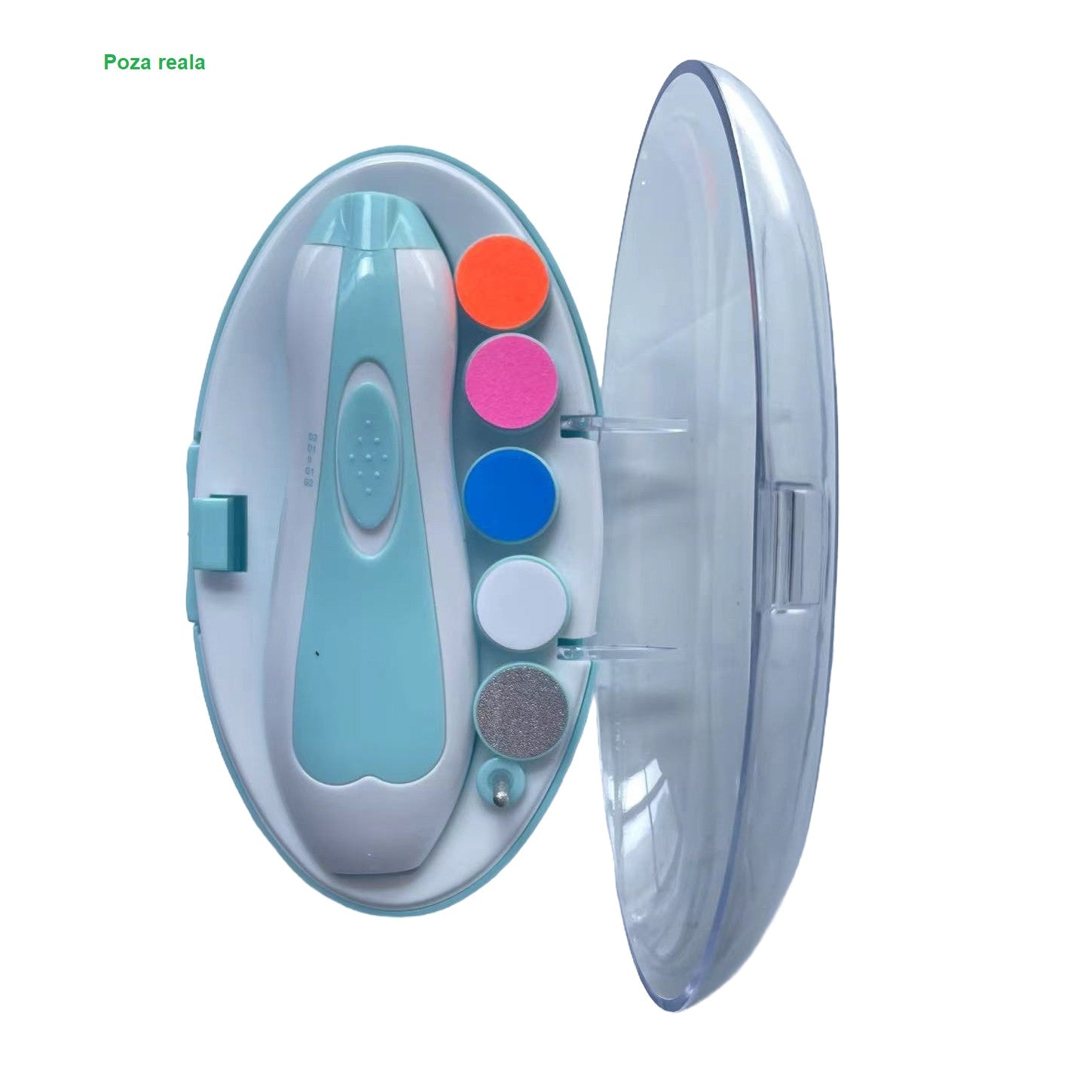 Pila Electrica Unghii pentru Bebelusi, Flippy, 6 Piese, 15 x 4.5 x 3 cm, Silentios, Albastru-1