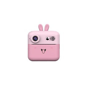 Camera Instantanee pentru Copii, Flippy, cu Functie de Printare, cablu USB-C, Bluetooth, compatibil iOS/Android, Imprimare APP, Model Iepure, Roz-0