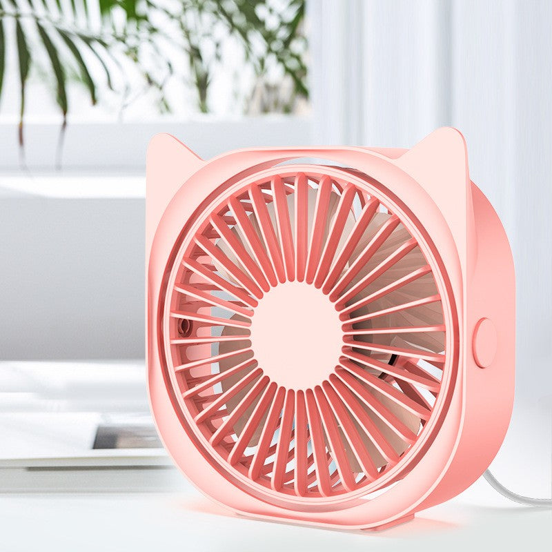 Mini ventilator pentru birou cu usb, Flippy, rotire 360 grade, 3 viteze, 13.5 x 12,8 cm, Roz-1