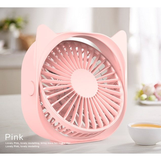 Mini ventilator pentru birou cu usb, Flippy, rotire 360 grade, 3 viteze, 13.5 x 12,8 cm, Roz-2