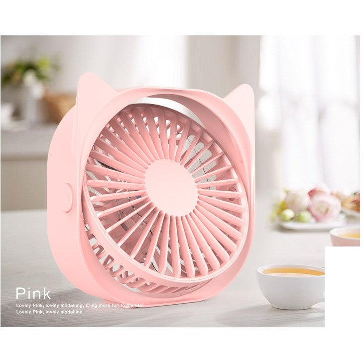 Mini ventilator pentru birou cu usb, Flippy, rotire 360 grade, 3 viteze, 13.5 x 12,8 cm, Roz-3