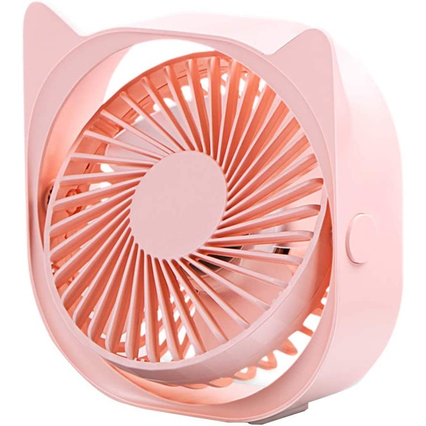 Mini ventilator pentru birou cu usb, Flippy, rotire 360 grade, 3 viteze, 13.5 x 12,8 cm, Roz-4