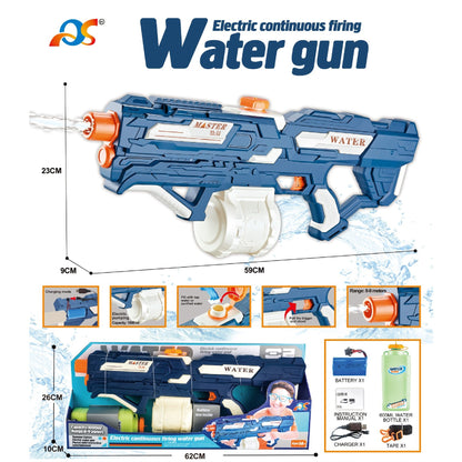 Pistol cu Apa pentru Copii, Rezervor 600ml, Flippy, 14ani+, cu baterie 1200mAh, Electric Burst, Albastru/Alb, 1000ML-4