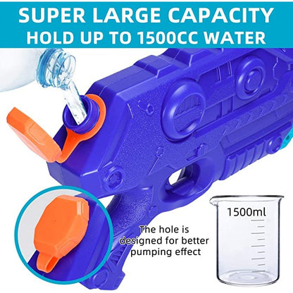 Pistol cu Apa pentru Copii, Rezervor de 1500 ml, Maner de transport, Pentru Piscina/Plaja, Flippy, 3 ani+, Bleumarin, Lungime 44 cm-4