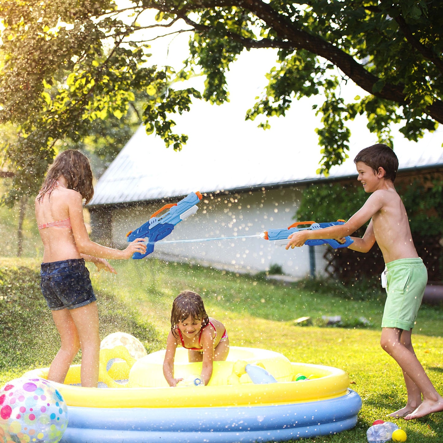 Pistol cu Apa pentru Copii, Rezervor, Pentru Piscina/Plaja, Flippy, 6ani+, Albastru, 1500ML-5
