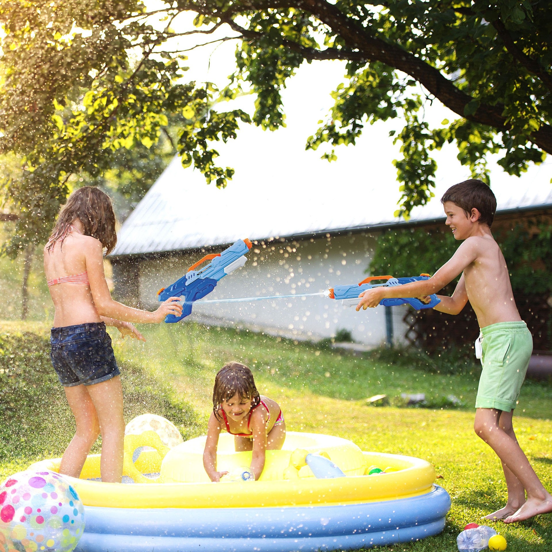 Pistol cu Apa pentru Copii, Rezervor, Pentru Piscina/Plaja, Flippy, 6ani+, Albastru, 1500ML-5