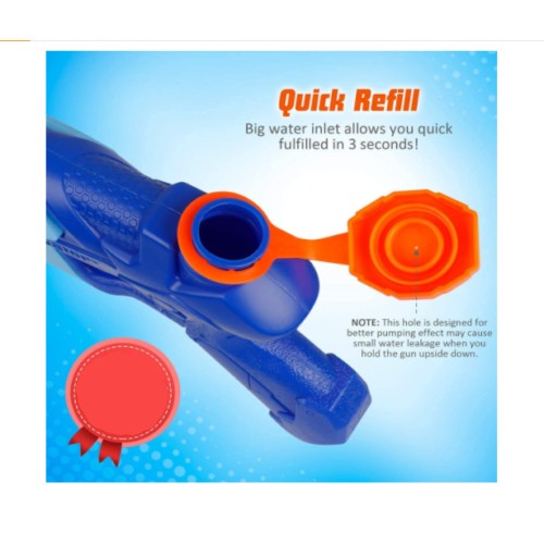 Pistol cu Apa pentru Copii, Rezervor, Pentru Piscina/Plaja, Flippy, 6ani+,  Albastru, 300ML-8