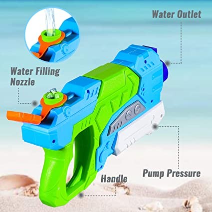 Pistol cu Apa pentru Copii, Rezervor, Pentru Piscina/Plaja, Flippy, 6ani+,  Verde/Albastru, 550ML-4