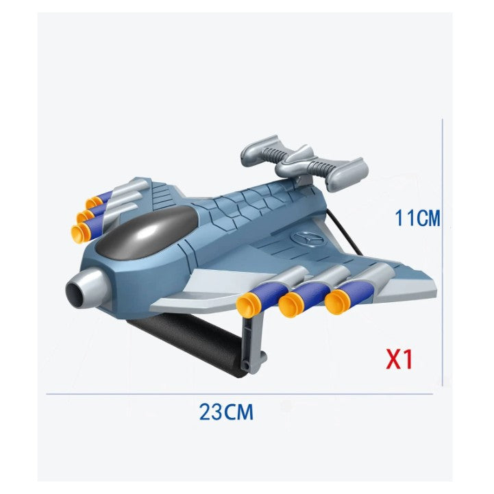 Jucaruie cu Lansator pentru Copii, Flippy, Lanseaza Manual, Tinta, Avion, 20 de Gloante din Material Moale, Joc Interactiv, 24x23.5x6.3 cm, Gri-3