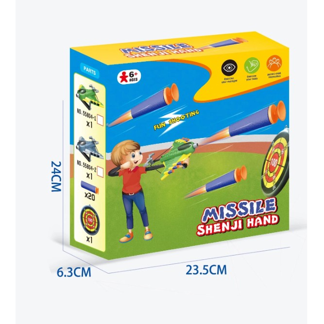 Jucaruie cu Lansator pentru Copii, Flippy, Lanseaza Manual, Tinta, Avion, 20 de Gloante din Material Moale, Joc Interactiv, 24x23.5x6.3 cm, Verde-3