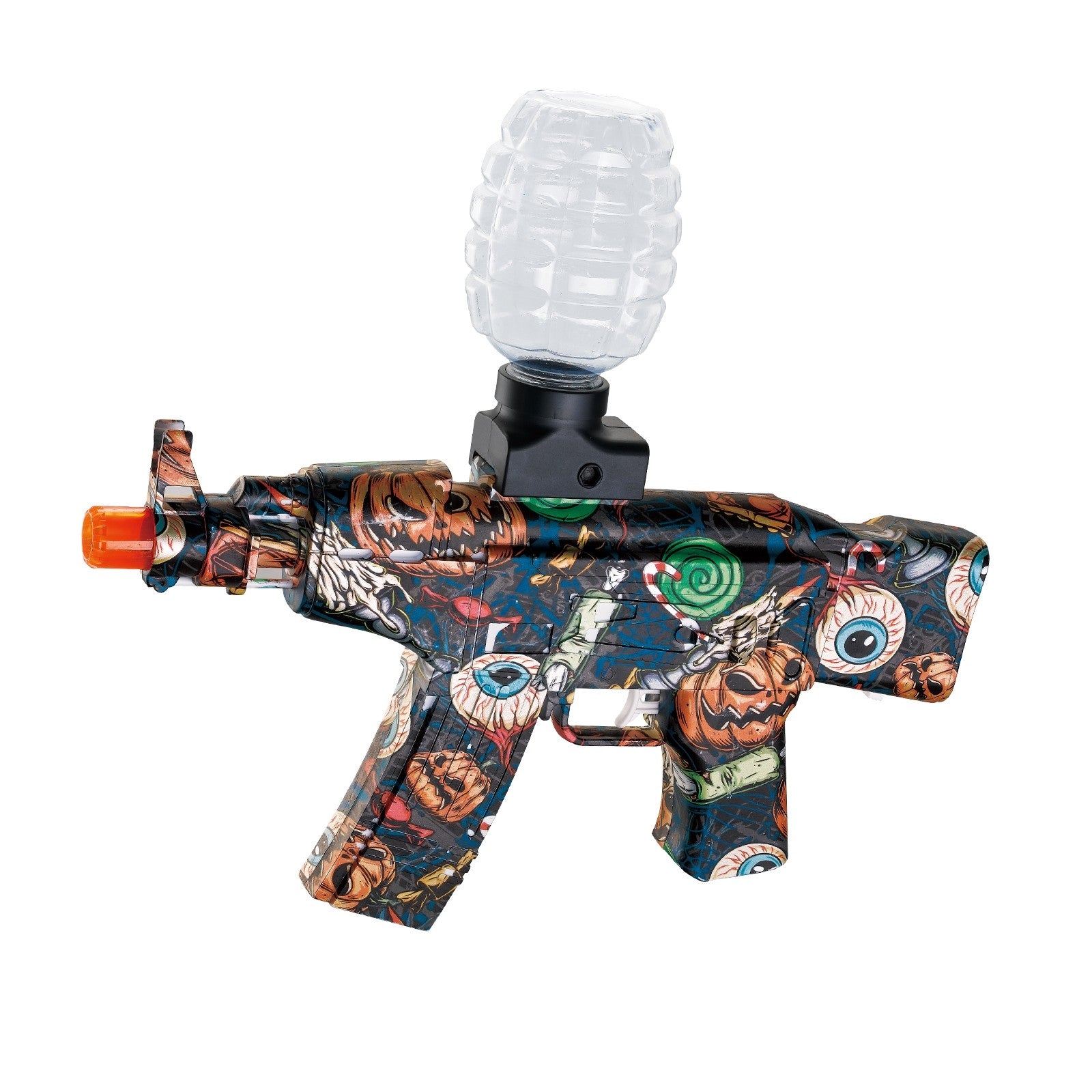 Mitraliera de jucarie electrica Flippy cu bile de hidrogen de gel, gun bluster, tragere in rafala, varsta peste 6 ani, ochelari de protectie, 5000 de bile incluse, cablu de incarcare, 28x31 cm, AK47, negru-0