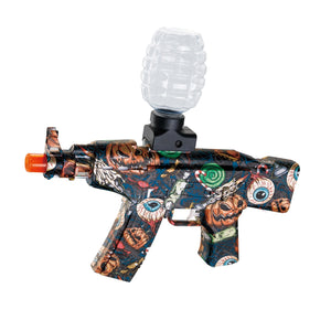 Mitraliera de jucarie electrica Flippy cu bile de hidrogen de gel, gun bluster, tragere in rafala, varsta peste 6 ani, ochelari de protectie, 5000 de bile incluse, cablu de incarcare, 28x31 cm, AK47, negru-0