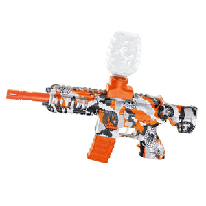 Mitraliera de jucarie electrica Flippy cu bile de hidrogen de gel, gun bluster, tragere in rafala, varsta peste 6 ani, ochelari de protectie, 5000 de bile incluse, cablu de incarcare, 27x37 cm, M416, portocaliu-0