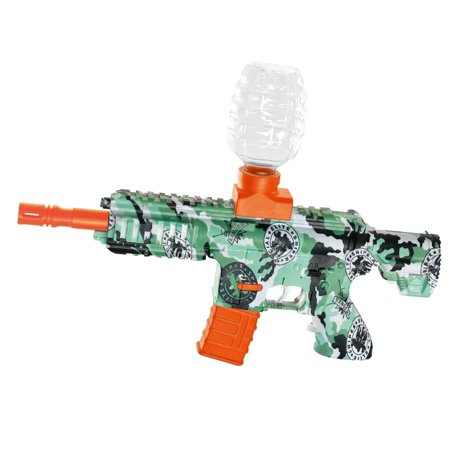 Mitraliera de jucarie electrica Flippy cu bile de hidrogen de gel, gun bluster, tragere in rafala, varsta peste 6 ani, ochelari de protectie, 5000 de bile incluse, cablu de incarcare, 27x37 cm, M416, verde-0