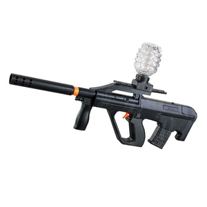 Mitraliera de jucarie electrica Flippy cu bile de hidrogen de gel, gun bluster, tragere in rafala, varsta peste 6 ani, ochelari de protectie, 5000 de bile incluse, cablu de incarcare, 28x31 cm, AUG, negru-0