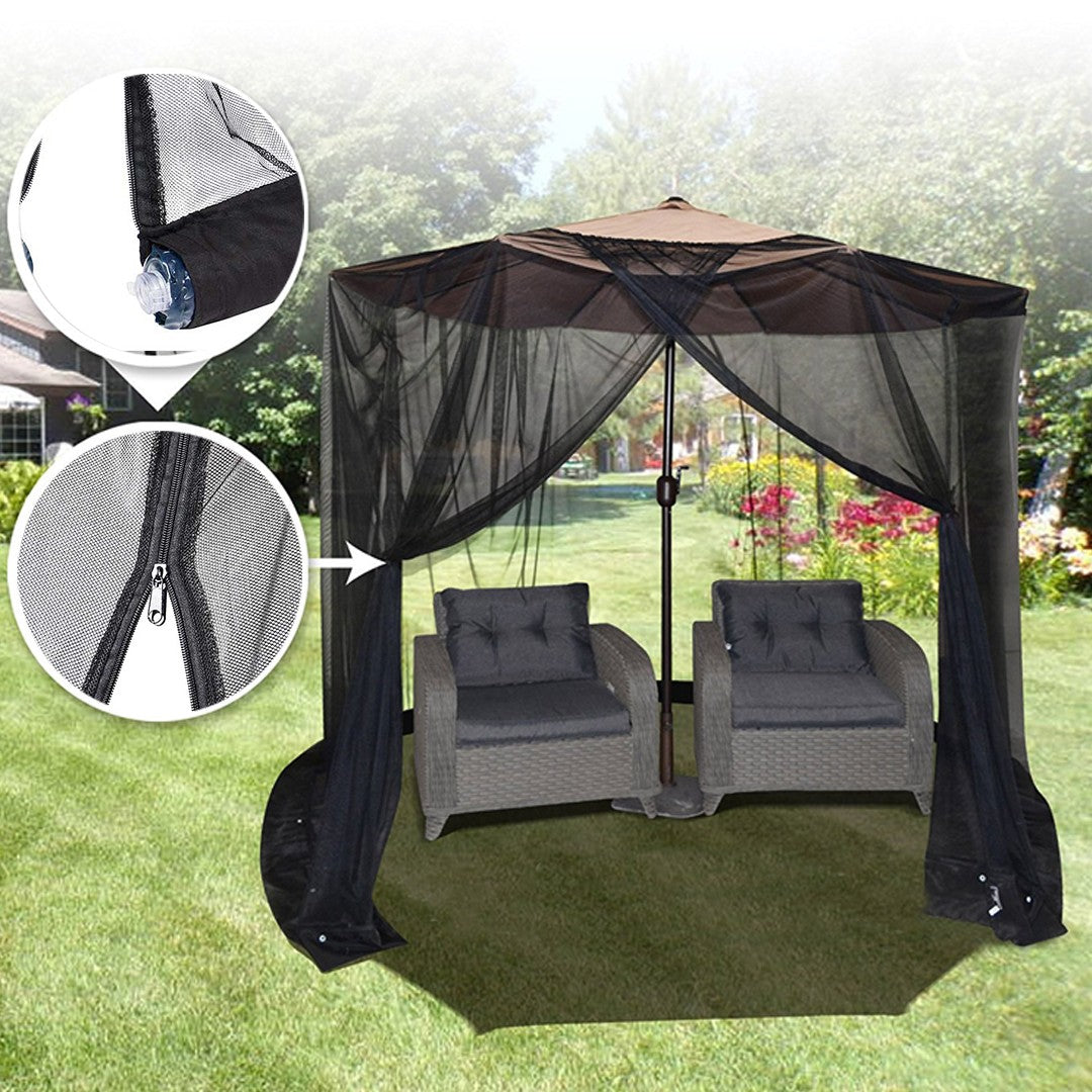 Plasa anti-tantari si insecte Flippy, pentru umbrela de soare, inaltime 2.4 m, diametru 3.8 metri, circumferinta negru-1