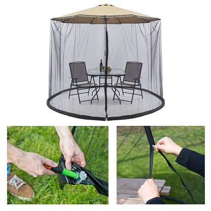 Plasa anti-tantari si insecte Flippy, pentru umbrela de soare, inaltime 2.4 m, diametru 3.8 metri, circumferinta negru-4