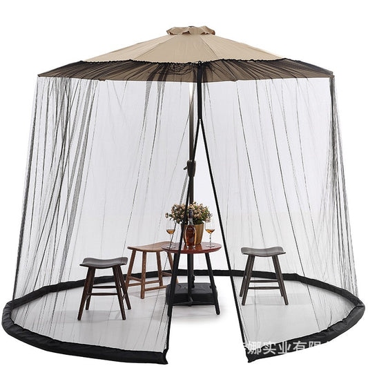 Plasa anti-tantari si insecte Flippy, pentru umbrela de soare, inaltime 2.4 m, diametru 3.8 metri, circumferinta negru-0