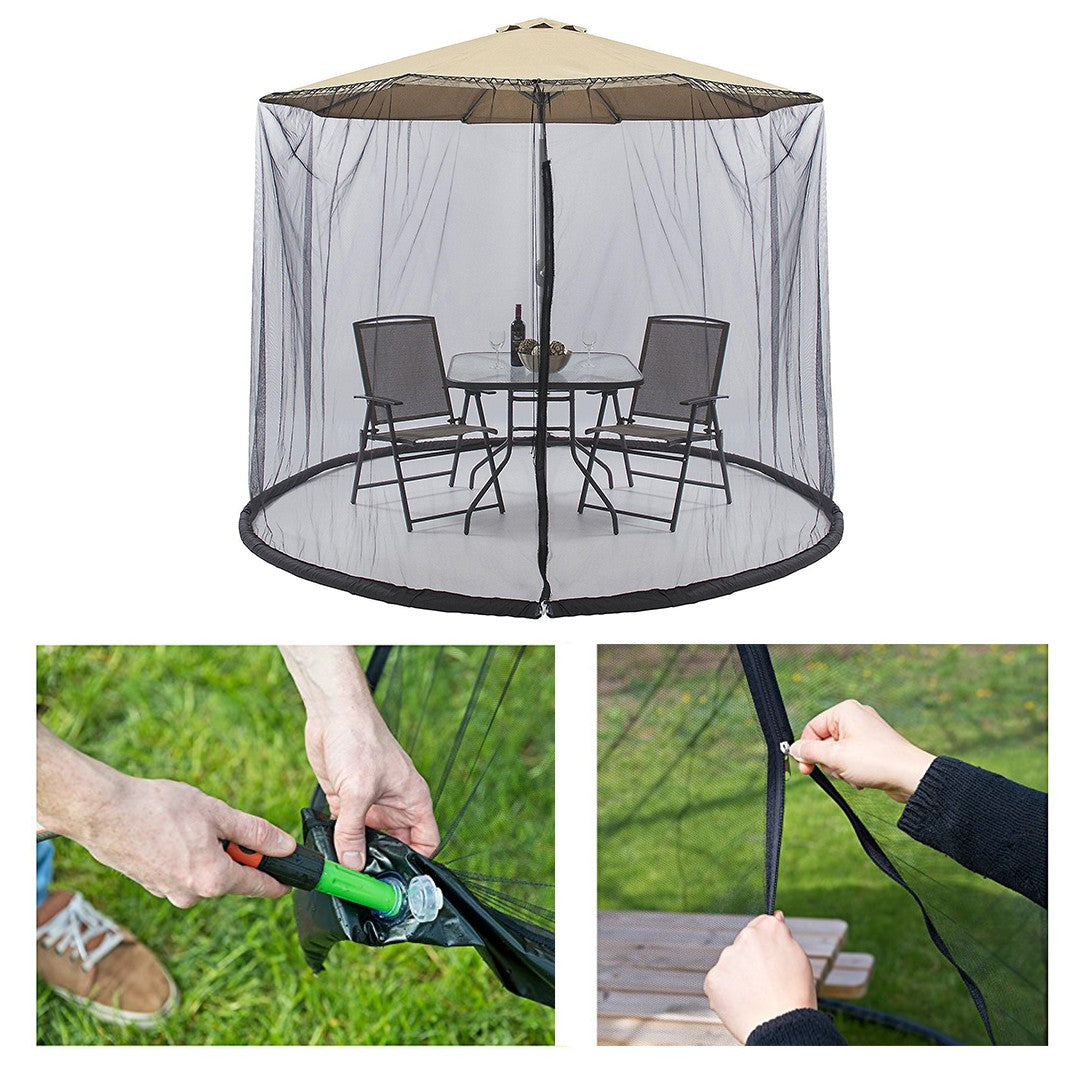Plasa anti-tantari si insecte Flippy, pentru umbrela de soare, inaltime 2.3, diametru 3 m, negru-4