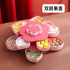 Tava pentru Servire, Flippy, pentru Fructe/Legume/Snaks, cu Sertare, Rotativa, pe 2 Straturi, in Forma de Floare, Roz-0