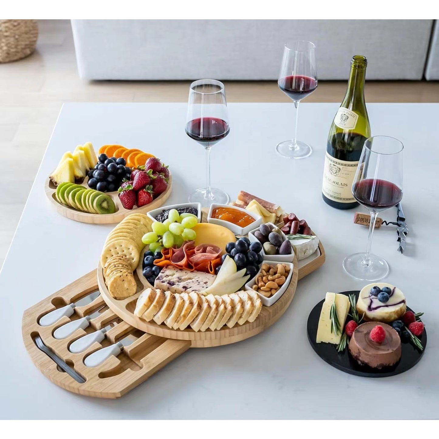 Platou Festiv, Flippy, din Lemn, pentru Branzeturi si Aperitive, 18 Piese, Maro-4