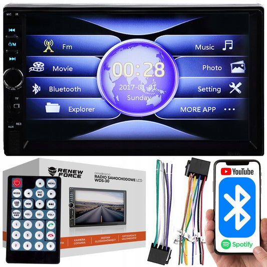 Player Video Auto, dimensiune 2DIN, TouchScreen de 7 inch, 4 x 50W, model WDS-30 cu Bluetooth, Handsfree, Radio, MP3, WMA, MP4, AUX, Card, Telecomanda, Functie Camera Marsarier-0