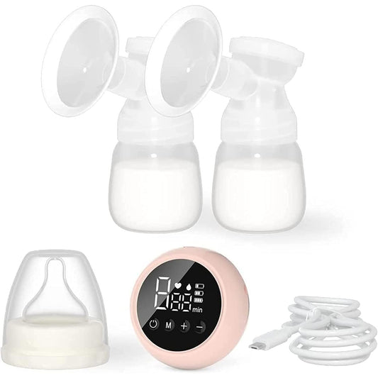 Pompa de San Electrica 2 in 1, Flippy, cu 2 Biberoane, Capacitate 180 ml, Incarcare USB Tip C, 1200 mAh, 2 Moduri, 9 Viteze, Roz Transparent-0