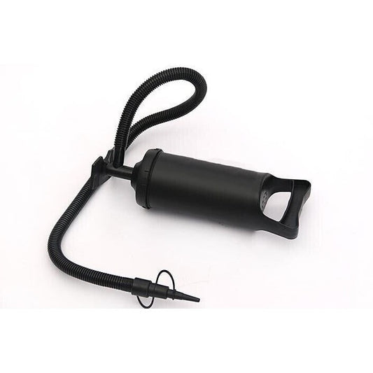 Pompa manuala pentru umflat obiecte gonflabile , colace , saltele , cu 3 adaptori pentru interconectare si furtun, negru, Flippy-1