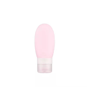 Recipient Portabil din Silicon Elegant de Voiaj, Sticla de Calatorie, Flippy, Potrivita pentru Lotiune, Sampon si Alte Lichide, Anti-scurgere, cu Posibilitate de Reumplere, Capacitate 90mL, 14cm, Roz-0