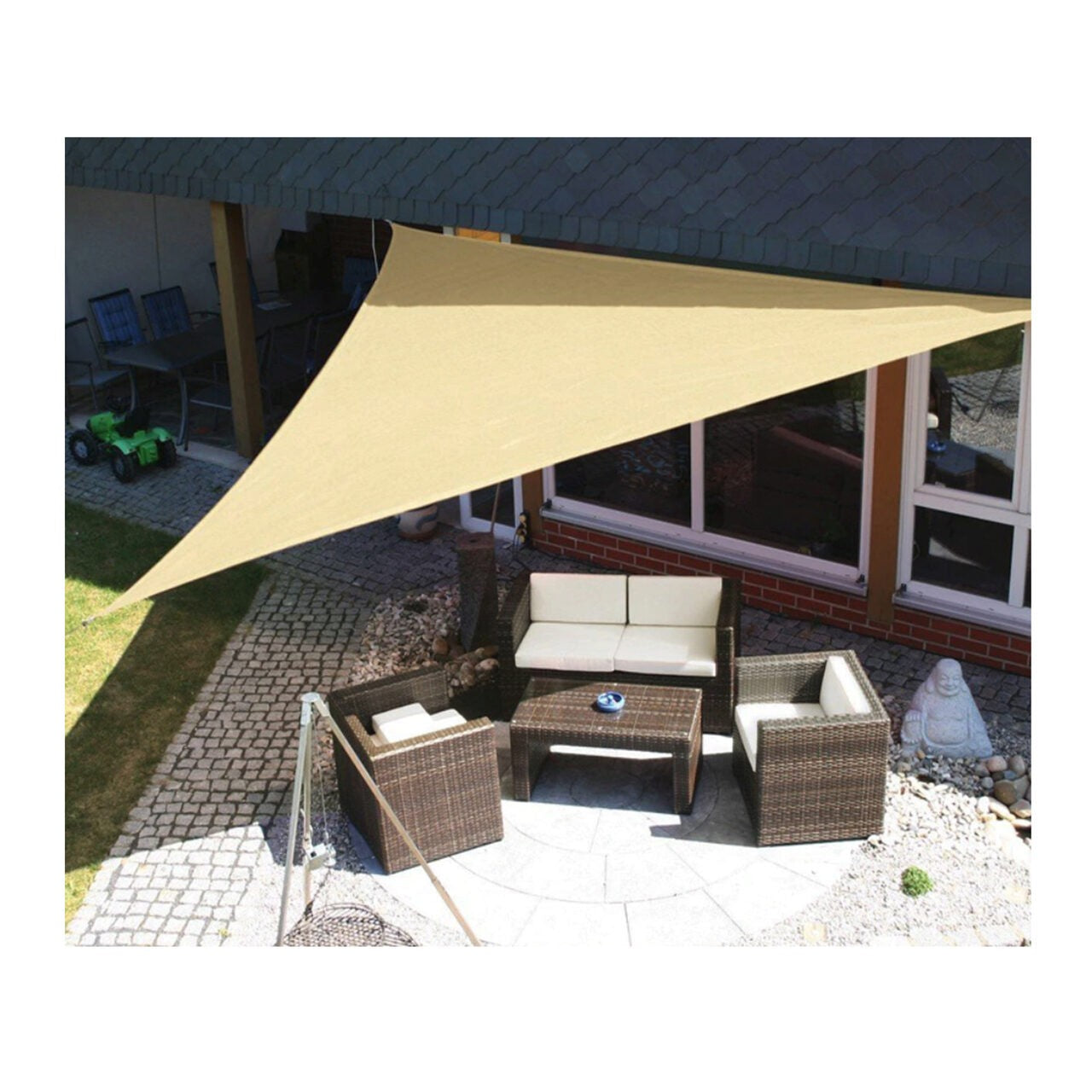 Prelata de soare/ Copertina de tip parasolar pentru terasa si gradina, Flippy, triunghiulara, 2x2x2 m, galbena-2