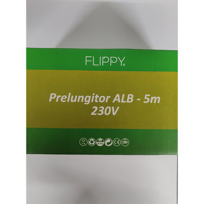 Prelungitor, Flippy, cauciuc, 220 volti, 5 metri, fir alb-2