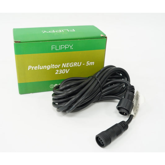 Prelungitor, Flippy, cauciuc, 220 volti, 5 metri, fir negru-0