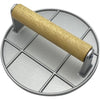 Presa Manuala pentru Carne, Flippy, din Aliaj de Aluminiu, Maner din Lemn, Presa pentru Burgeri, Usor de Curatat si Folosit, Rotunda, 16x16x6 cm, Gri-0